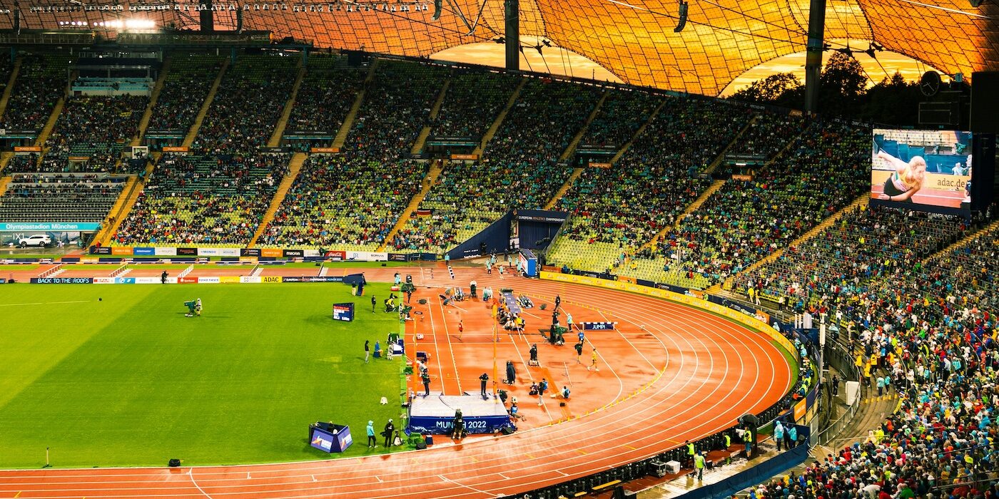 Sports event at a large stadium